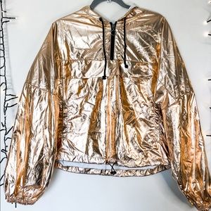 Metallic Gold Windbreaker with Hood